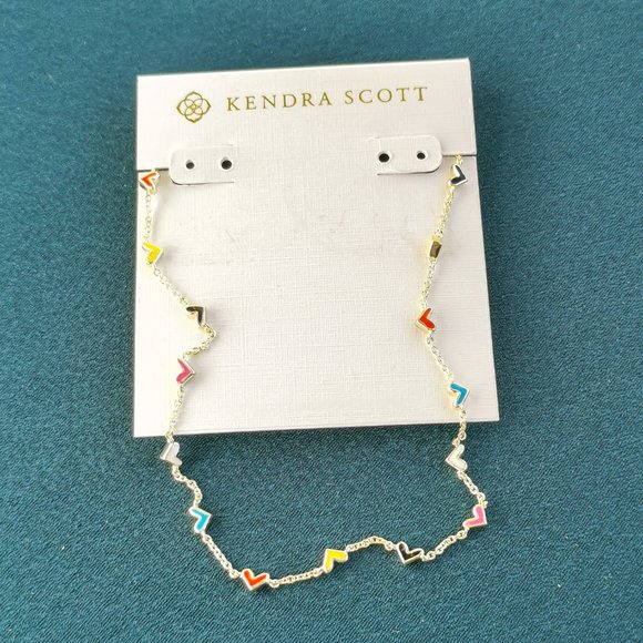 KENDRA SCOTT Haven Heart Multi Mix Enamel Gold Strand Necklace NEW - Picture 1 of 3